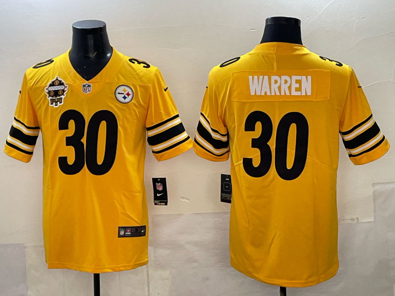 Men Pittsburgh Steelers 30 Warren yellow Nike NFL Jersey 005